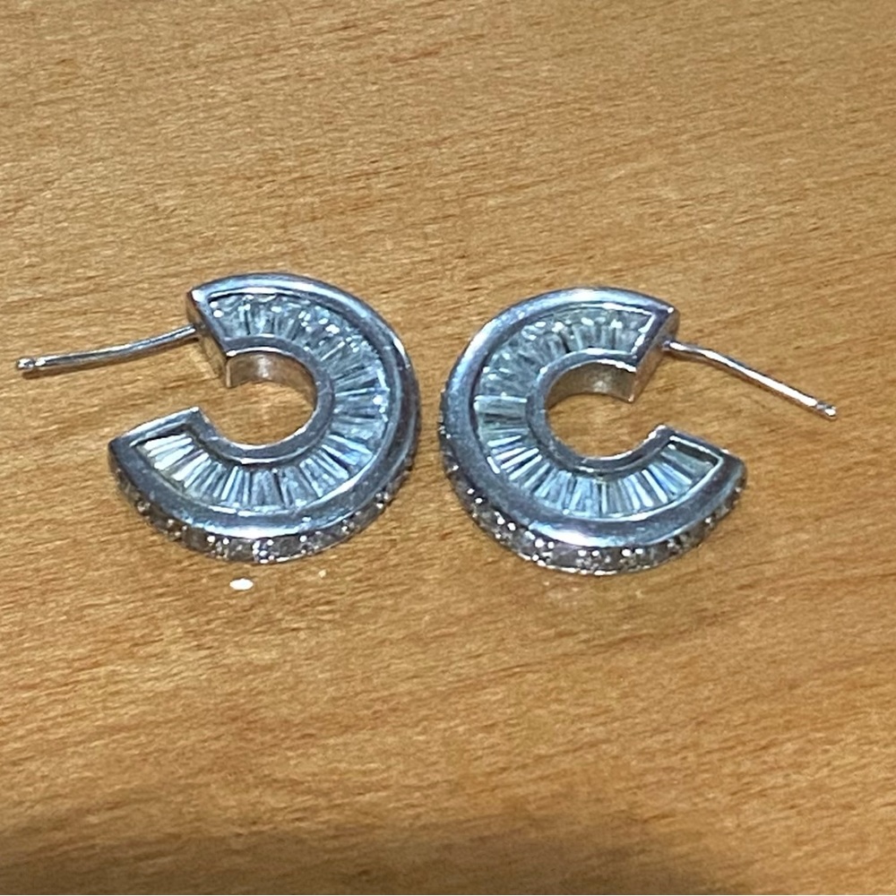 Sterling Silver CZ hoop earrings